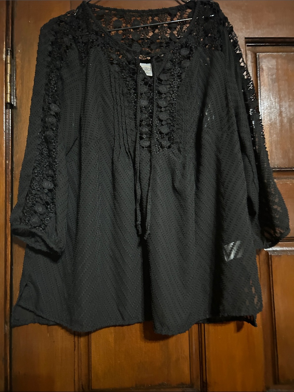 Bila Black Crochet Tunic Top